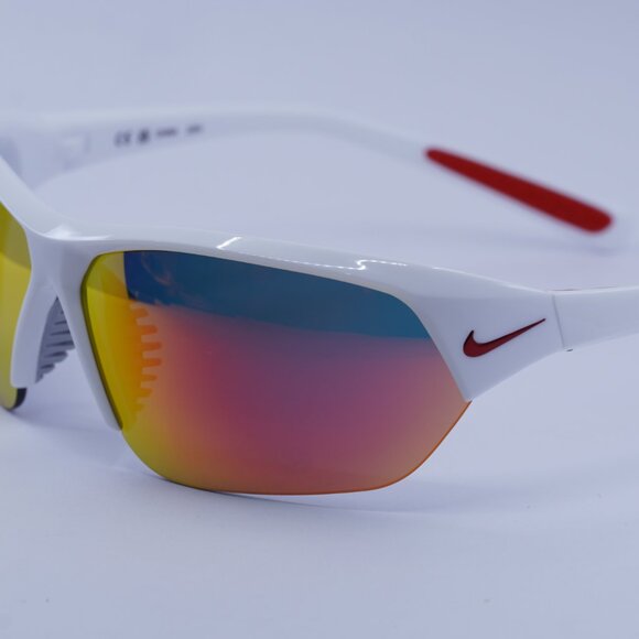NIKE SKYLON ACE FQ4683 106 Sunglasses White Geometric Frame, Grey/Red Lenses - Picture 2 of 9